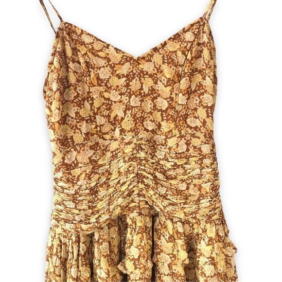 Shona Joy Sunset Ruched Mini Dress in Turmeric Multi Upcycled - Modified - Picture 3 of 9